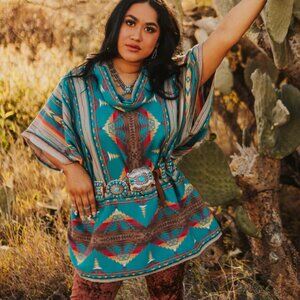 Silverado Caroline poncho tunic jacket serape native American Aztec western OS